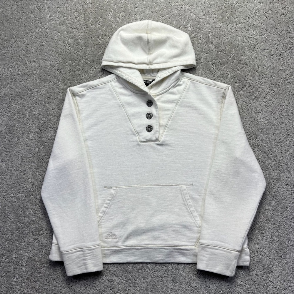 Lauren Ralph Lauren Hoodie Sweatshirt Womens L Cream Off White Button Pullover